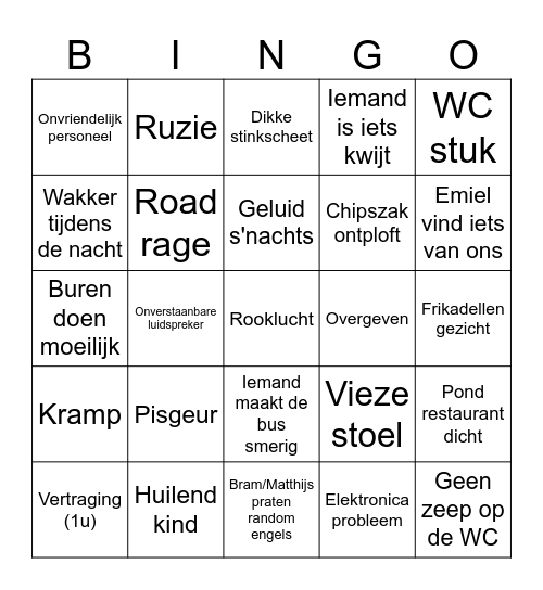Flikkerbus Bingo Card