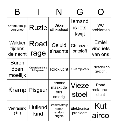 Flikkerbus Bingo Card