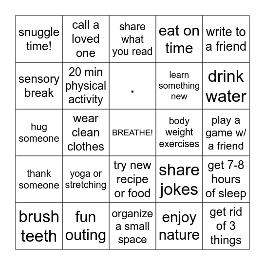 SELF-CARE BINGO Card