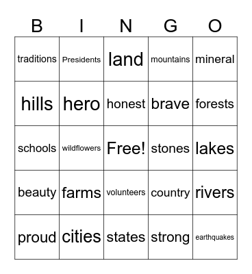 Oh Tennessee My Tennessee Bingo Card