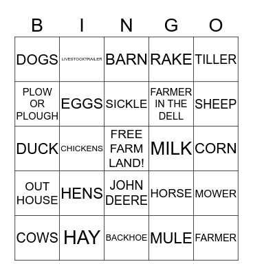 FARM BINGO Card