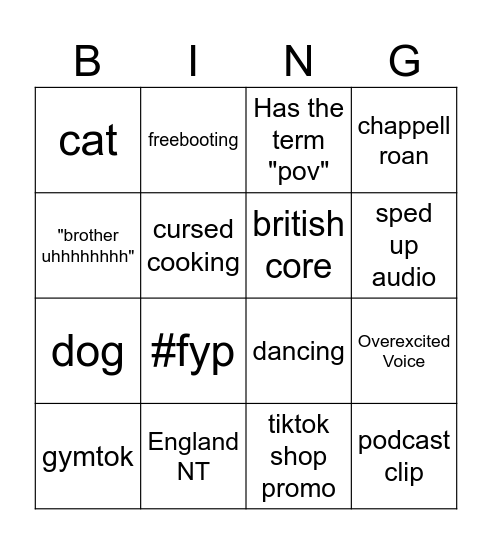 TikTok Bingo Card