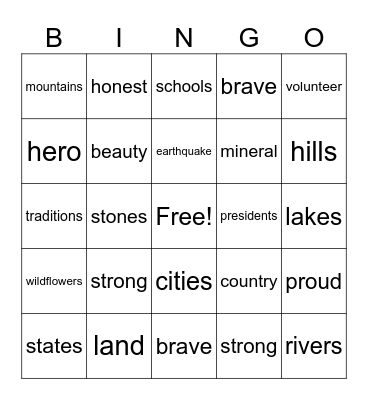 Oh Tennessee My Tennessee Bingo Card