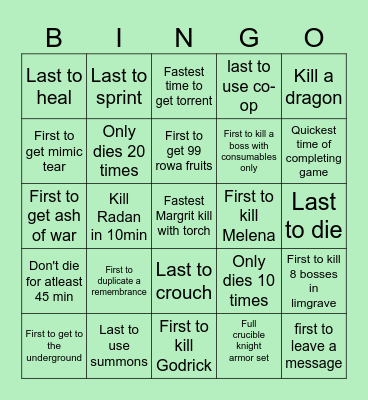 Elden Ring Bingo!!! Bingo Card