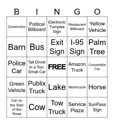 Camp Orlando Bus Bingo // Dreyfoos Bingo Card