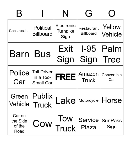 Camp Orlando Bus Bingo // Dreyfoos Bingo Card