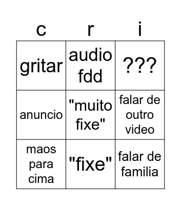 crista tv Bingo Card