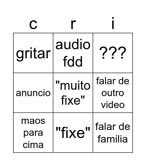 crista tv Bingo Card