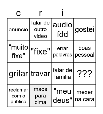 crista tv Bingo Card