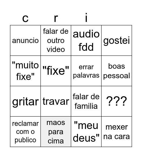 crista tv Bingo Card