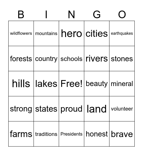 Oh Tennessee My Tennessee Bingo Card