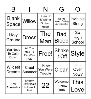 Swifties Unite! Bingo Card