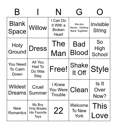 Swifties Unite! Bingo Card