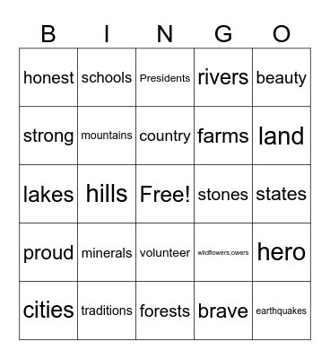 Oh Tennessee My Tennessee Bingo Card