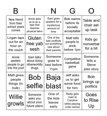 Weekend Bingo Card