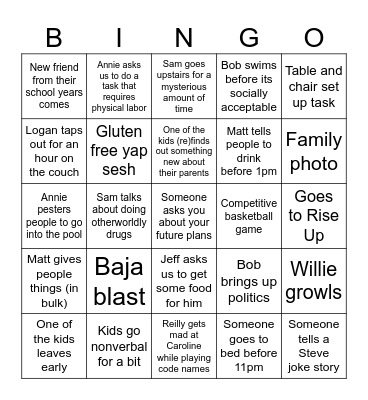 Weekend Bingo Card