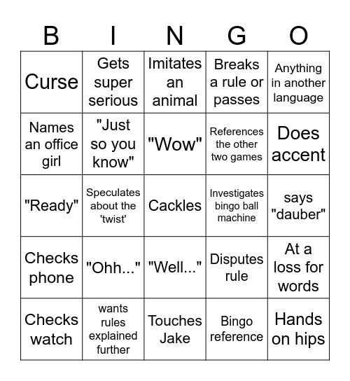 DAD Bingo Card