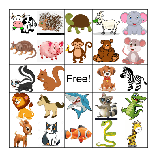 Animal BINGO Card