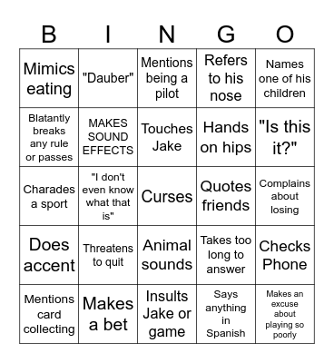 Alex Bingo Card