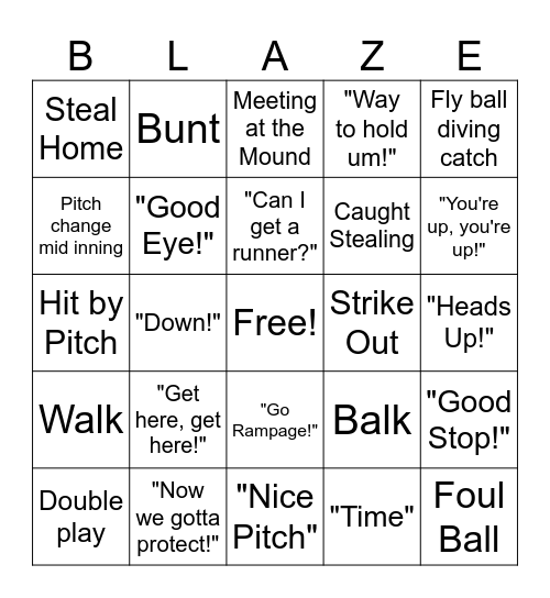 Blazer Bingo Card