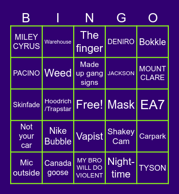 Wee Rappers' Bingo Card