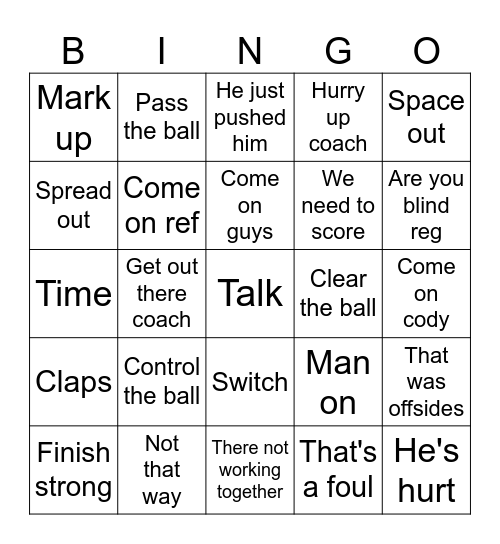 What the soccer mom species says Bingo Card