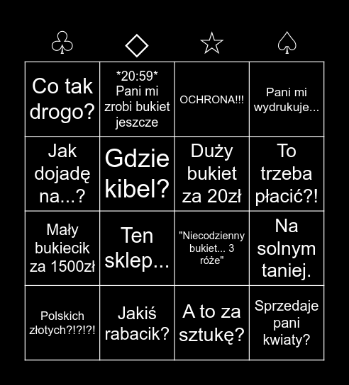 Kwiaciarniane bingi Bingo Card