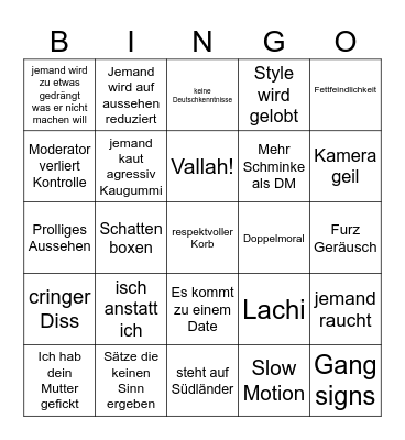 Tinder Bingo Card