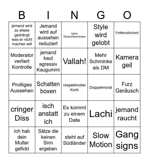 Tinder Bingo Card