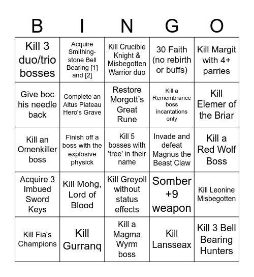 Bingo Brawlers Bingo Card