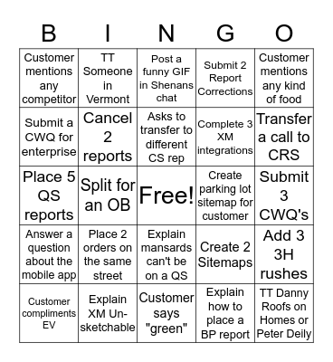 CS Bingo Round 6 Bingo Card