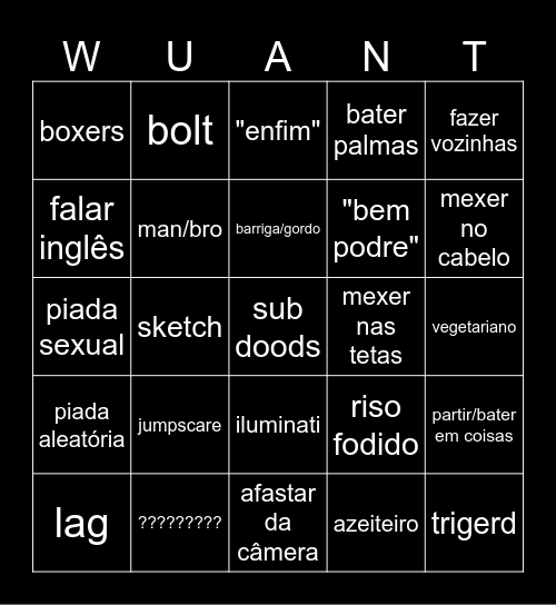 wuant bingo Card