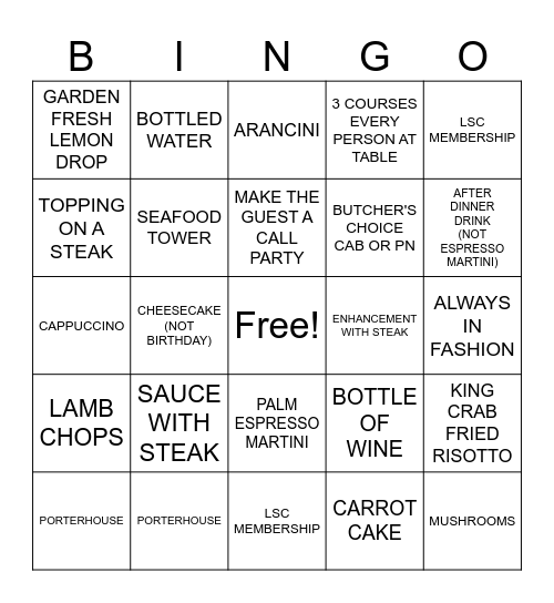 SATURDAY NIGHT BINGO Card