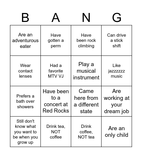 Milestone Party Bingo Card
