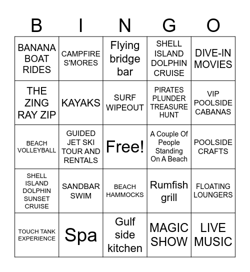 Rumfish and grand tradewind resort Bingo Card