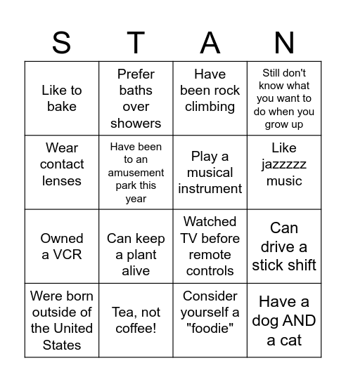 Milestone Party Bingo Card