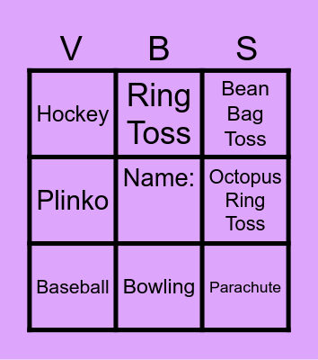 Thursday Pre-K Bingo Card