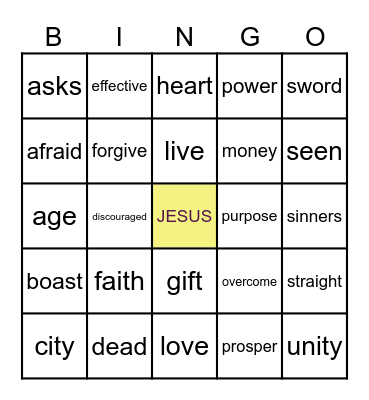 MBC Vacation Bible School (word up) Bingo Card