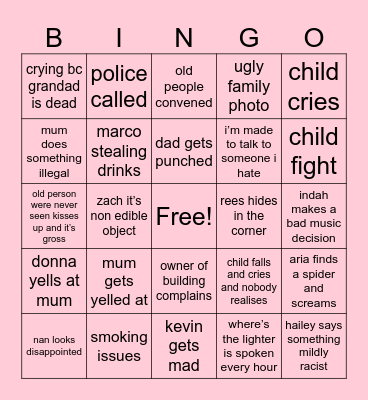 family party bingo Card