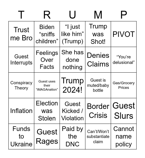 Trump Bingo Card