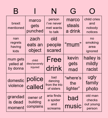family party bingo Card