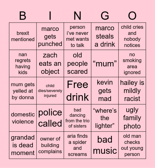 family party bingo Card