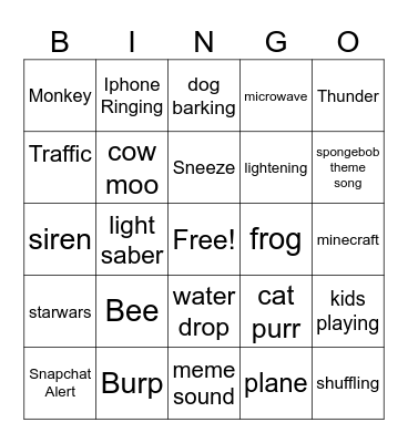 Sound Bingo Card