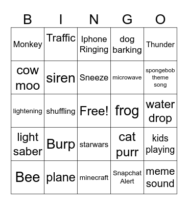 Sound Bingo Card