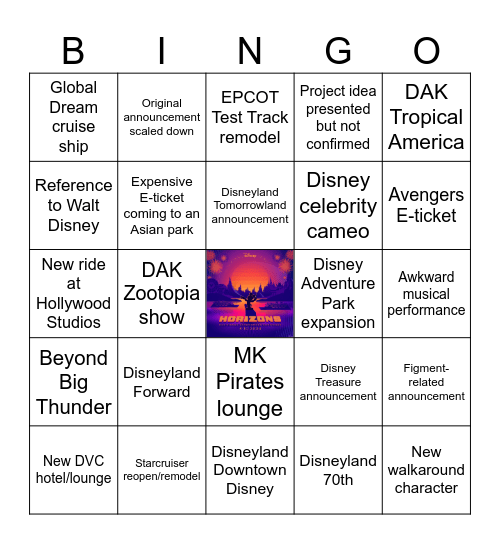 D23 2024 Parks Panel Bingo Card