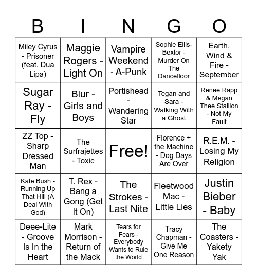 Music Bingo Brunch 7 14 Bingo Card