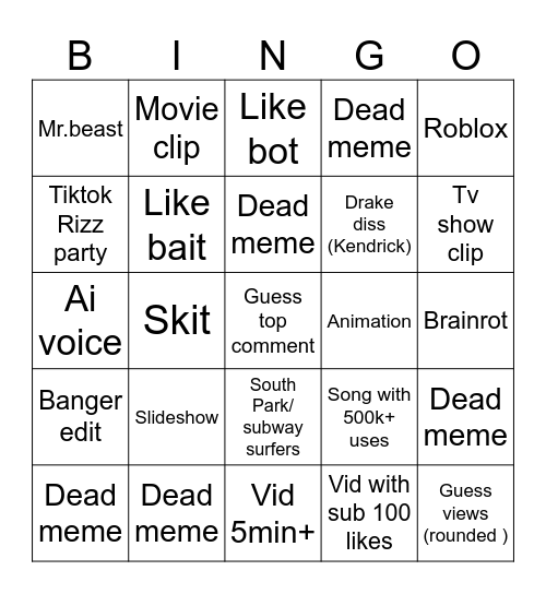 Untitled Bingo Card