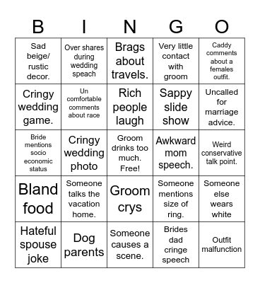 Wedding Bingo Card