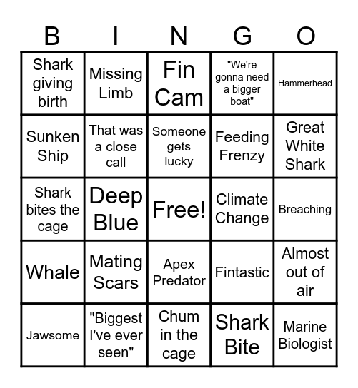 Shark Week Bingo! Bingo Card