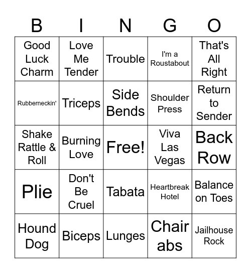 Elvis Bingo Card